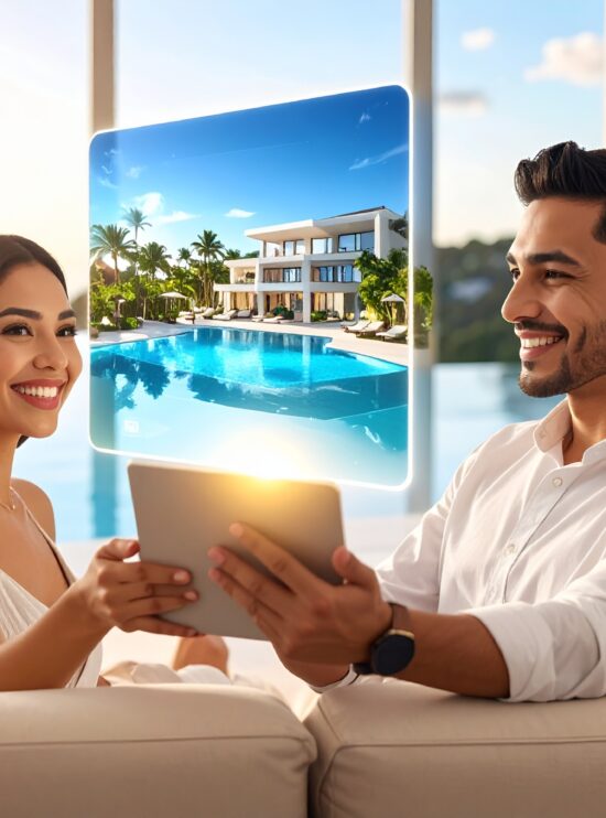 Firefly_A realistic cinematic image of a couple relaxing in a luxury resort lounge. They are 401909