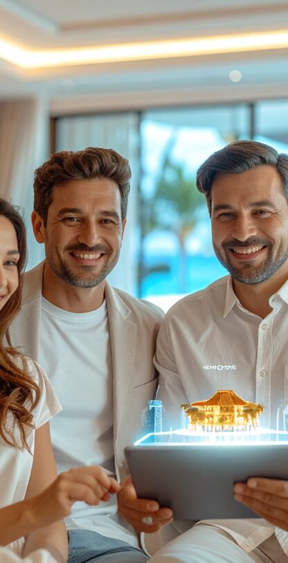 Firefly_A realistic cinematic image of a couple relaxing in a luxury resort lounge. They are 670928