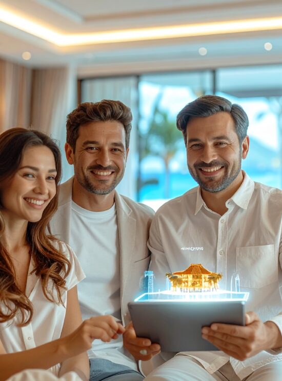 Firefly_A realistic cinematic image of a couple relaxing in a luxury resort lounge. They are 670928